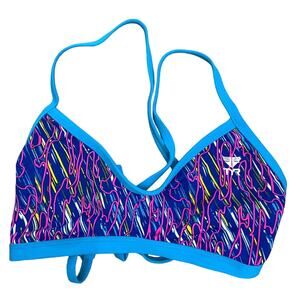 TYR DuraFast One ELECTRO CrossCut Tieback Swim Top - Blue Multi - Medium 8